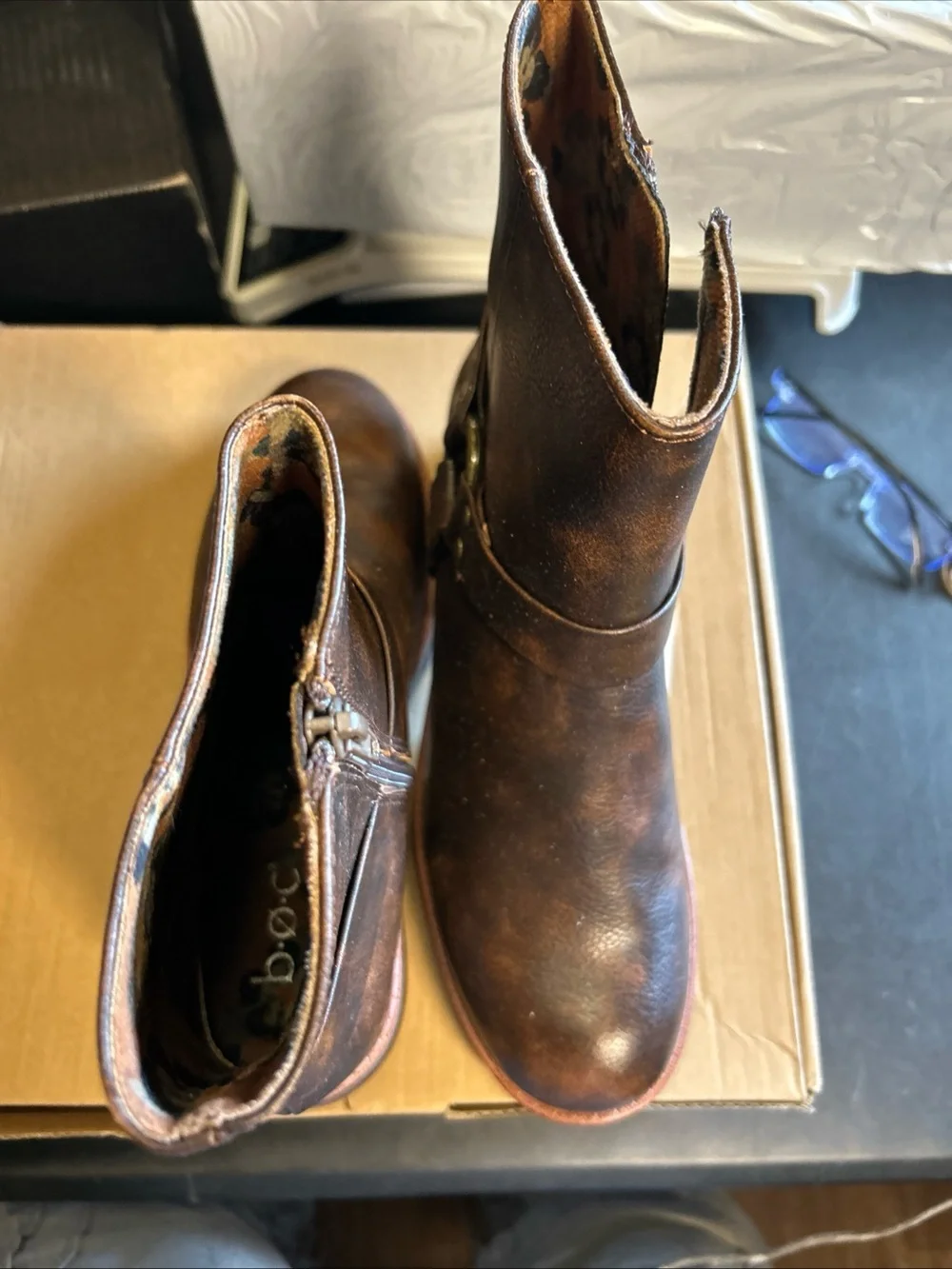 boc Dark Brown Leather Harness Ankle Boots